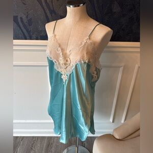 Vintage Lace Trim Satin Slip Dress